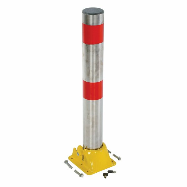 Vestil Fold-Down Bollard, Stainless, 4 1/4" dia. PARK-P-108-FD-SS